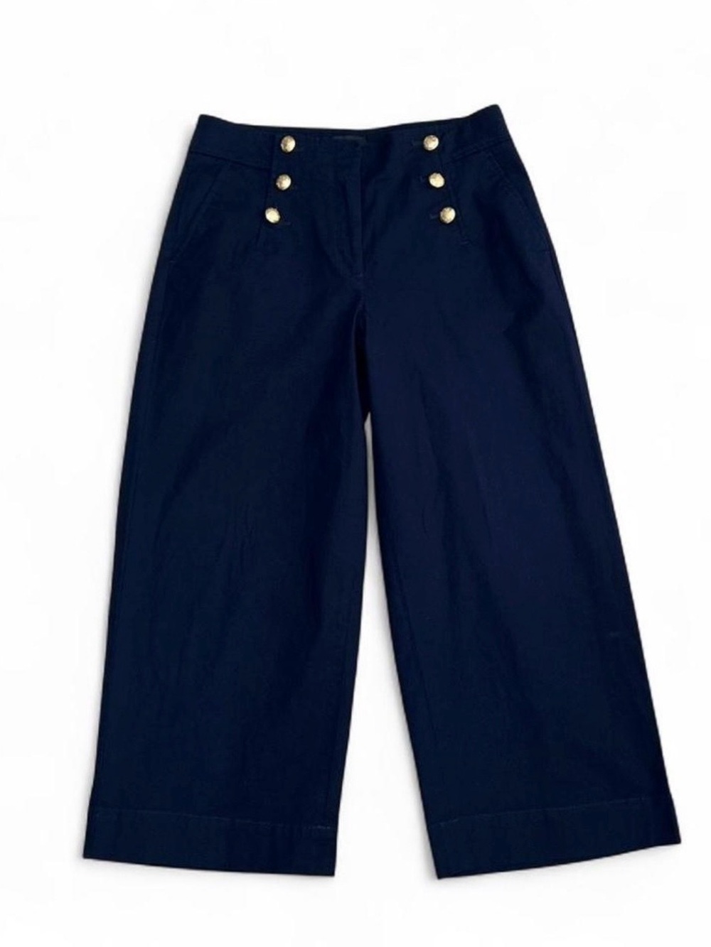 Navy Blue Nautical Cropped Wide Leg High Waisted TALBOTS Woman's Size 6